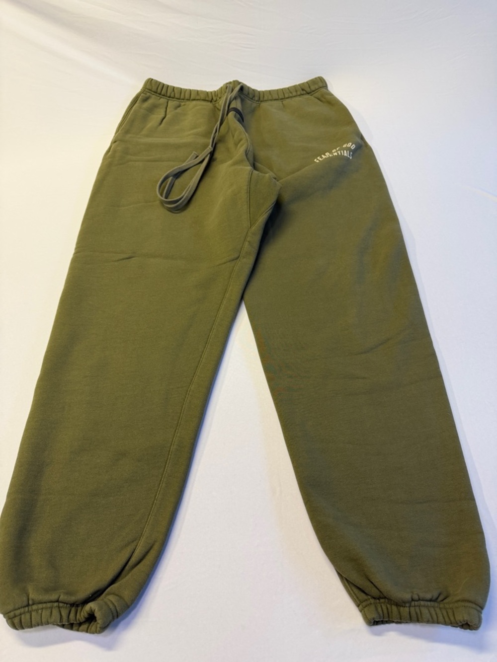 Essentials Olive Green Joggers with Branded Patch